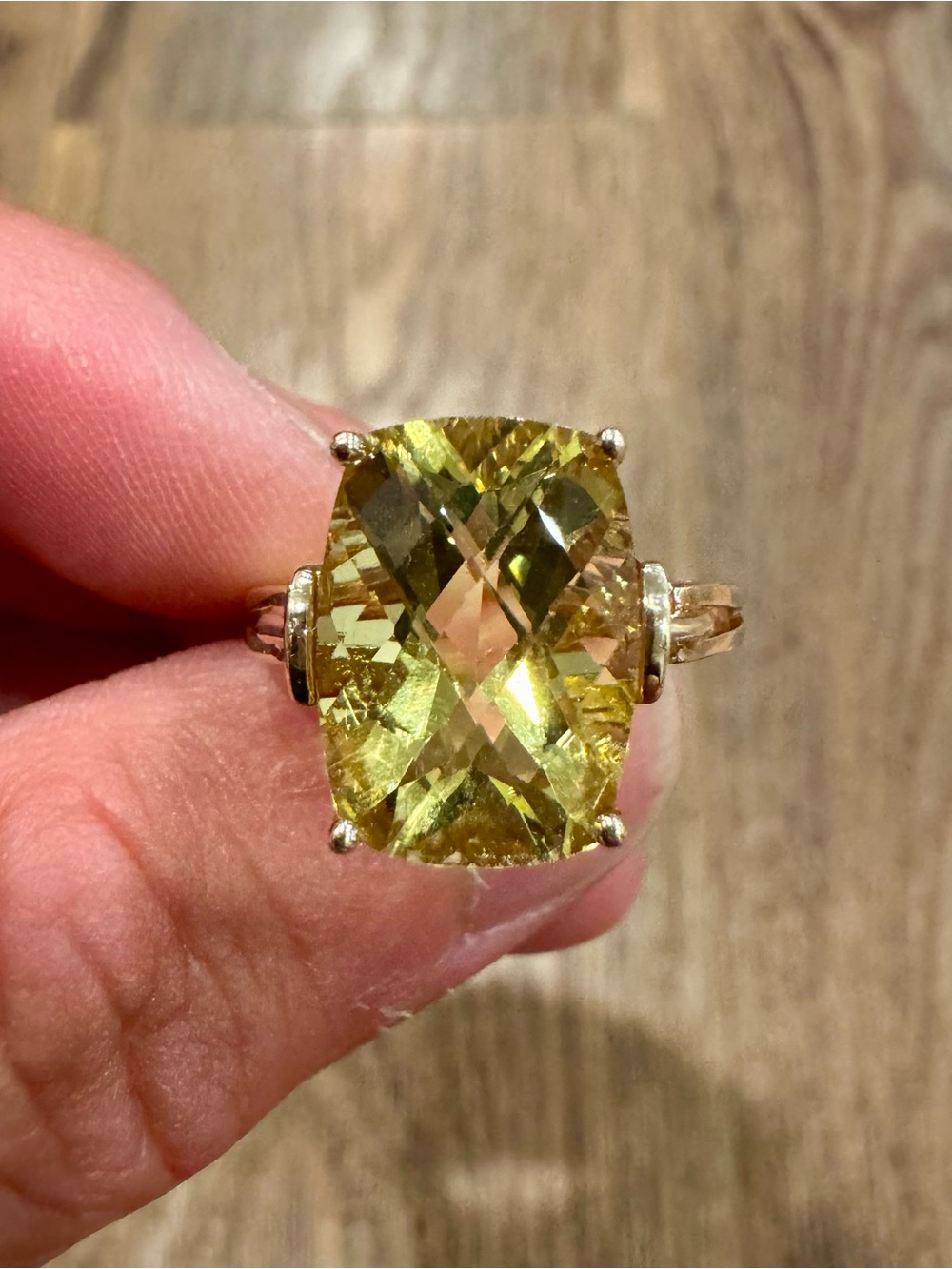 Yellow Cushion-Cut Lemon Quartz Ring in 10K Yellow Gold
